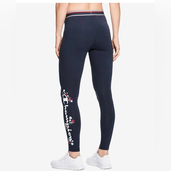 Champion Pants - Champion Organic Cotton Legging -Side logo detail , stripe waistband -EUC Sz L💙‌